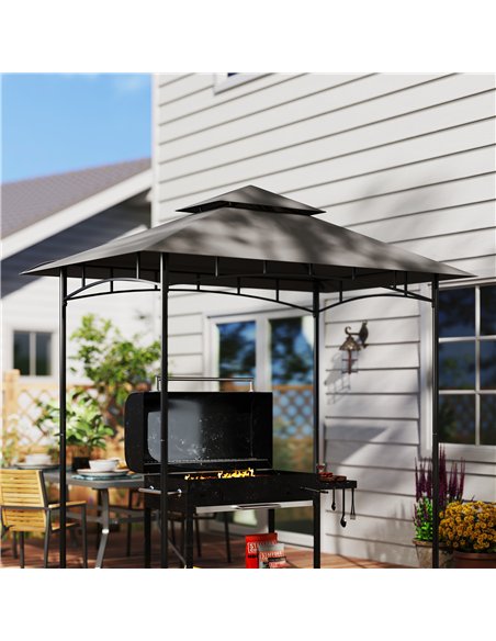 Outsunny Grill Gazebo Replacement Canopy Roof for 1.5 x 2.4m Frame, UPF50+ Protection, Double Tiered 5' x 8' Outdoor BBQ Gazebo  - pic 118865 | FastDaddyshop