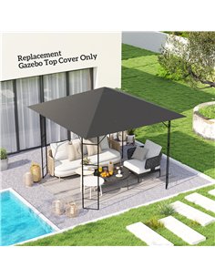 Outsunny 3 x 3(m) Gazebo Canopy Replacement Cover, Garden Gazebo Roof Replacement with Drain Holes, Water Resistant PVC Coating, 2