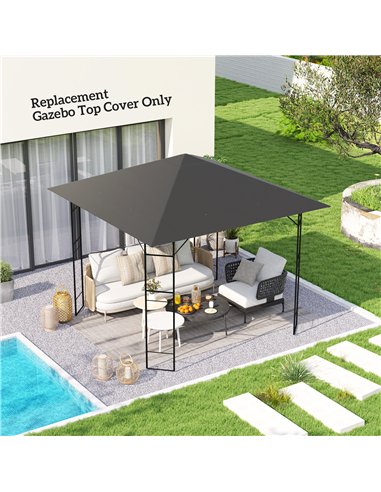 Outsunny 3 x 3(m) Gazebo Canopy Replacement Cover, Garden Gazebo Roof Replacement with Drain Holes, Water Resistant PVC Coating,