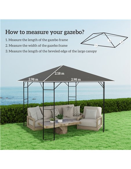Outsunny 3 x 3(m) Gazebo Canopy Replacement Cover, Garden Gazebo Roof Replacement with Drain Holes, Water Resistant PVC Coating, - pic 118868 | FastDaddyshop