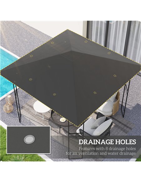 Outsunny 3 x 3(m) Gazebo Canopy Replacement Cover, Garden Gazebo Roof Replacement with Drain Holes, Water Resistant PVC Coating, - pic 118869 | FastDaddyshop