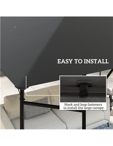 Outsunny 3 x 3(m) Gazebo Canopy Replacement Cover, Garden Gazebo Roof Replacement with Drain Holes, Water Resistant PVC Coating,