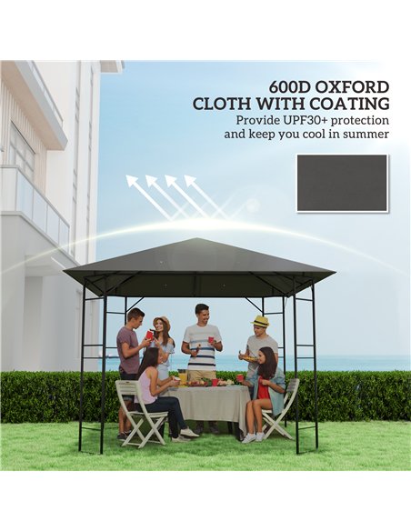 Outsunny 3 x 3(m) Gazebo Canopy Replacement Cover, Garden Gazebo Roof Replacement with Drain Holes, Water Resistant PVC Coating, - pic 118871 | FastDaddyshop