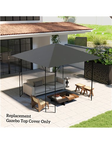 Outsunny 3 x 3(m) Gazebo Canopy Replacement Cover, Garden Gazebo Roof Replacement with Drain Holes, Water Resistant PVC Coating,