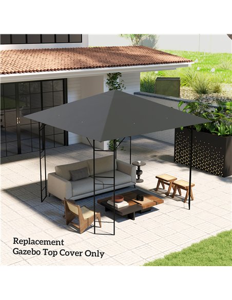 Outsunny 3 x 3(m) Gazebo Canopy Replacement Cover, Garden Gazebo Roof Replacement with Drain Holes, Water Resistant PVC Coating, - pic 118872 | FastDaddyshop