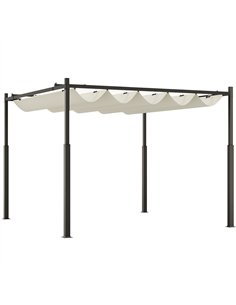 Outsunny 3 x 3(m) Garden Pergola with Retractable Roof and Magnetic Fixture, Outdoor Gazebo Pergola Kit Sun Shade Canopy, UPF30+