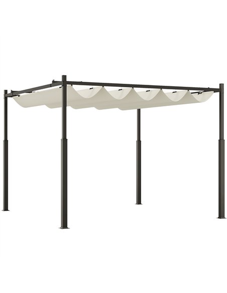 Outsunny 3 x 3(m) Garden Pergola with Retractable Roof and Magnetic Fixture, Outdoor Gazebo Pergola Kit Sun Shade Canopy, UPF30+ - pic 118875 | FastDaddyshop
