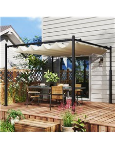 Outsunny 3 x 3(m) Garden Pergola with Retractable Roof and Magnetic Fixture, Outdoor Gazebo Pergola Kit Sun Shade Canopy, UPF30+ 2