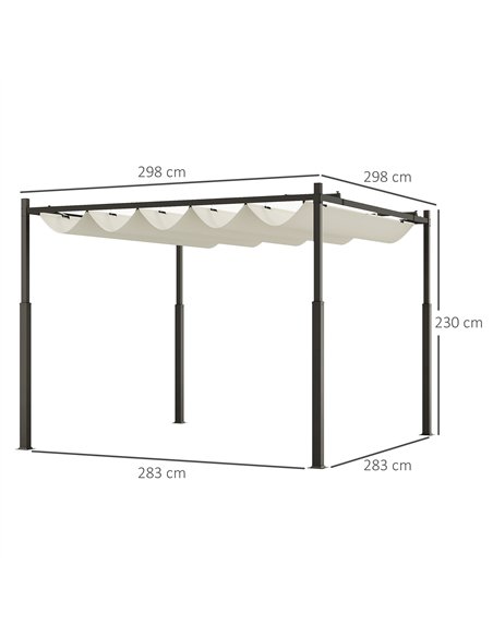 Outsunny 3 x 3(m) Garden Pergola with Retractable Roof and Magnetic Fixture, Outdoor Gazebo Pergola Kit Sun Shade Canopy, UPF30+ - pic 118877 | FastDaddyshop