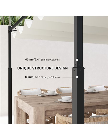 Outsunny 3 x 3(m) Garden Pergola with Retractable Roof and Magnetic Fixture, Outdoor Gazebo Pergola Kit Sun Shade Canopy, UPF30+ - pic 118879 | FastDaddyshop