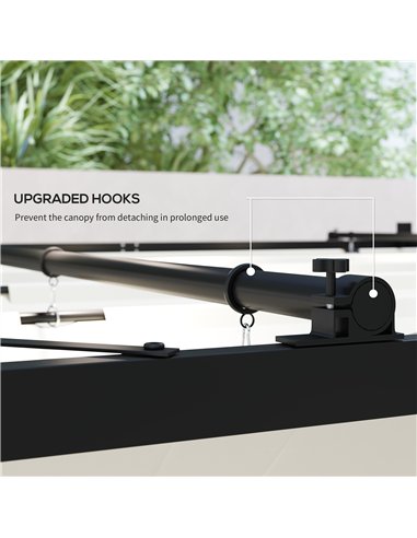 Outsunny 3 x 3(m) Garden Pergola with Retractable Roof and Magnetic Fixture, Outdoor Gazebo Pergola Kit Sun Shade Canopy, UPF30+