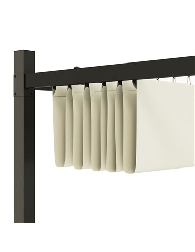 Outsunny 3 x 3(m) Garden Pergola with Retractable Roof and Magnetic Fixture, Outdoor Gazebo Pergola Kit Sun Shade Canopy, UPF30+