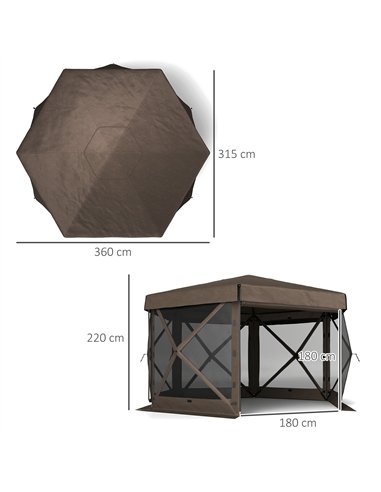 Outsunny 3 x 3(m) Hexagon Pop Up Gazebo with 5 Sides and Carry Bag, Waterproof, UV Resistant Party Tent Instant Event Shelter wi