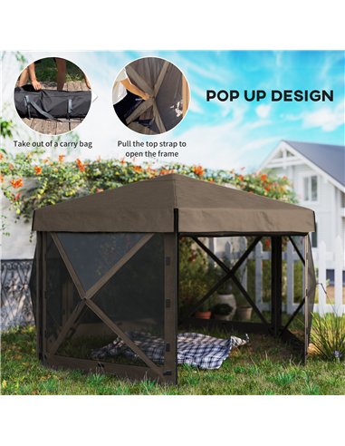 Outsunny 3 x 3(m) Hexagon Pop Up Gazebo with 5 Sides and Carry Bag, Waterproof, UV Resistant Party Tent Instant Event Shelter wi