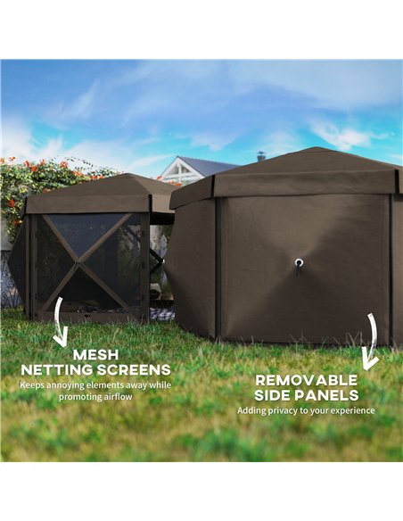 Outsunny 3 x 3(m) Hexagon Pop Up Gazebo with 5 Sides and Carry Bag, Waterproof, UV Resistant Party Tent Instant Event Shelter wi - pic 118888 | FastDaddyshop
