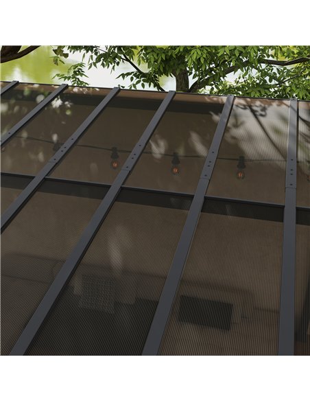 Outsunny 3 x 4.3m Metal Pergola with UPF 50+ and Waterproof Polycarbonate Roof, Wall-Mounted or Free Standing Garden Gazebo, Win - pic 118900 | FastDaddyshop