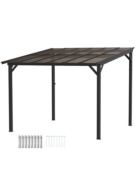 Outsunny 3 x 3(m) Metal Pergola with UPF 50+ and Waterproof Polycarbonate Roof, Wall-Mounted or Free Standing Garden Gazebo, Win - pic 118902 | FastDaddyshop