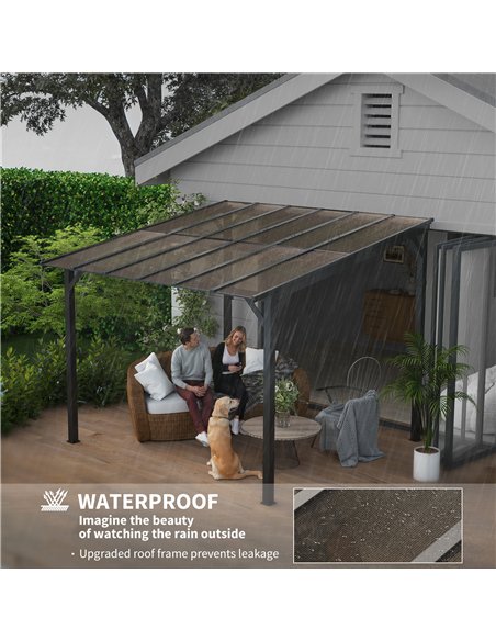 Outsunny 3 x 3(m) Metal Pergola with UPF 50+ and Waterproof Polycarbonate Roof, Wall-Mounted or Free Standing Garden Gazebo, Win - pic 118906 | FastDaddyshop