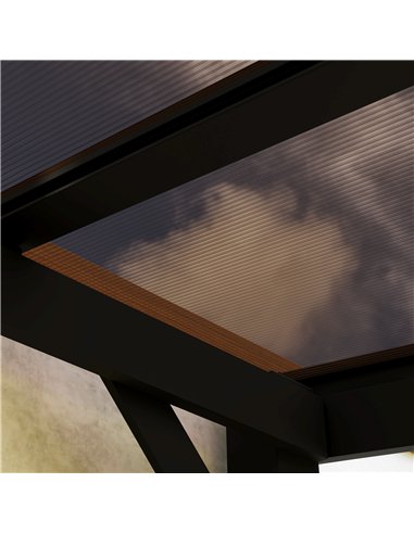 Outsunny 3 x 3(m) Metal Pergola with UPF 50+ and Waterproof Polycarbonate Roof, Wall-Mounted or Free Standing Garden Gazebo, Win