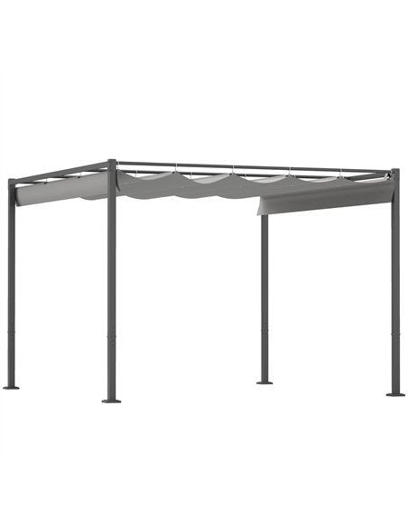Outsunny 3 x 3(m) Garden Pergola with Retractable Roof and Magnetic Fixture, Outdoor Gazebo Pergola Kit Sun Shade Canopy, UPF30+ - pic 118911 | FastDaddyshop