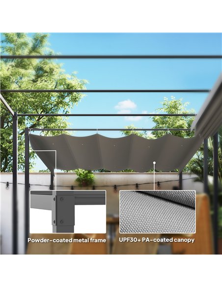 Outsunny 3 x 3(m) Garden Pergola with Retractable Roof and Magnetic Fixture, Outdoor Gazebo Pergola Kit Sun Shade Canopy, UPF30+ - pic 118916 | FastDaddyshop