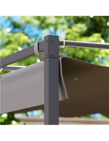 Outsunny 3 x 3(m) Garden Pergola with Retractable Roof and Magnetic Fixture, Outdoor Gazebo Pergola Kit Sun Shade Canopy, UPF30+