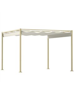 Outsunny 3 x 3(m) Garden Pergola with Retractable Roof and Magnetic Fixture, Outdoor Gazebo Pergola Kit Sun Shade Canopy, UPF30+