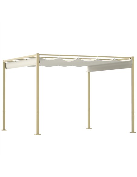 Outsunny 3 x 3(m) Garden Pergola with Retractable Roof and Magnetic Fixture, Outdoor Gazebo Pergola Kit Sun Shade Canopy, UPF30+ - pic 118920 | FastDaddyshop