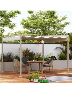 Outsunny 3 x 3(m) Garden Pergola with Retractable Roof and Magnetic Fixture, Outdoor Gazebo Pergola Kit Sun Shade Canopy, UPF30+ 2
