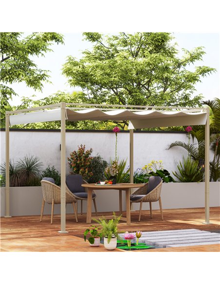 Outsunny 3 x 3(m) Garden Pergola with Retractable Roof and Magnetic Fixture, Outdoor Gazebo Pergola Kit Sun Shade Canopy, UPF30+ - pic 118921 | FastDaddyshop