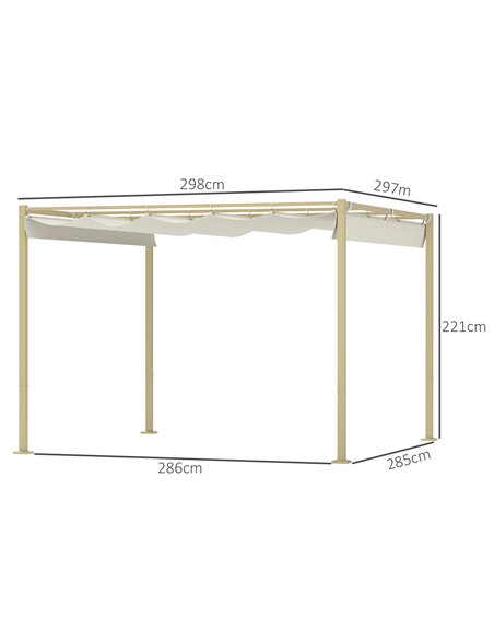 Outsunny 3 x 3(m) Garden Pergola with Retractable Roof and Magnetic Fixture, Outdoor Gazebo Pergola Kit Sun Shade Canopy, UPF30+ - pic 118922 | FastDaddyshop