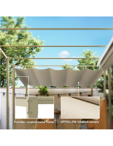 Outsunny 3 x 3(m) Garden Pergola with Retractable Roof and Magnetic Fixture, Outdoor Gazebo Pergola Kit Sun Shade Canopy, UPF30+