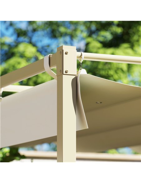 Outsunny 3 x 3(m) Garden Pergola with Retractable Roof and Magnetic Fixture, Outdoor Gazebo Pergola Kit Sun Shade Canopy, UPF30+ - pic 118928 | FastDaddyshop