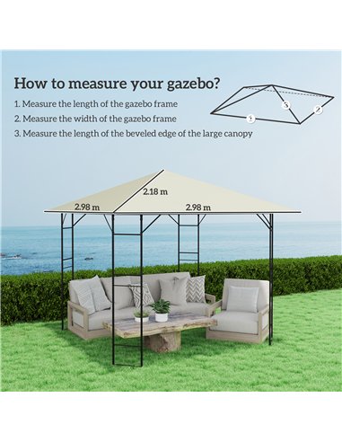 Outsunny 3 x 3(m) Gazebo Canopy Replacement, for 01-0867 - Cream