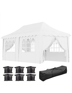 Outsunny 3 x 6m Pop Up Gazebo with Sides, UPF50+ Height Adjustable Marquee Party Tent, Wedding Canopy, Instant Event Shelter wit