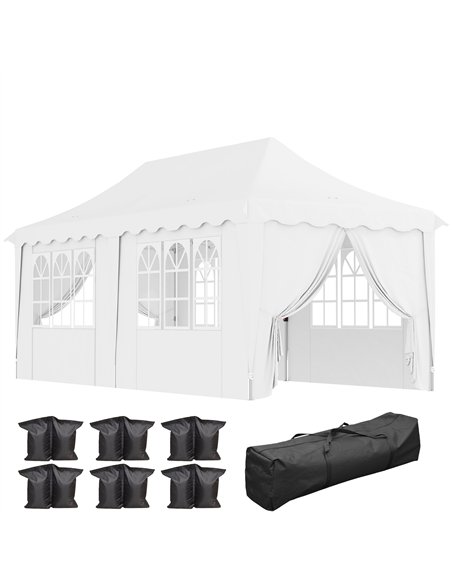 Outsunny 3 x 6m Pop Up Gazebo with Sides, UPF50+ Height Adjustable Marquee Party Tent, Wedding Canopy, Instant Event Shelter wit - pic 118938 | FastDaddyshop