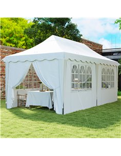 Outsunny 3 x 6m Pop Up Gazebo with Sides, UPF50+ Height Adjustable Marquee Party Tent, Wedding Canopy, Instant Event Shelter wit 2