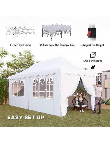 Outsunny 3 x 6m Pop Up Gazebo with Sides, UPF50+ Height Adjustable Marquee Party Tent, Wedding Canopy, Instant Event Shelter wit - pic 118941 | FastDaddyshop