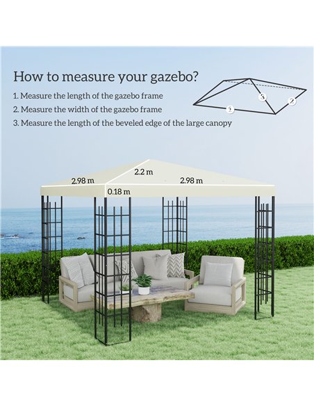Outsunny 3 x 3(m) Gazebo Frame Replacement - Cream - pic 118949 | FastDaddyshop