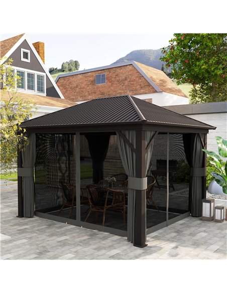 Outsunny 3.6 x 3(m) Aluminium Frame Hardtop Gazebo, with Accessories - pic 118957 | FastDaddyshop