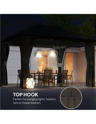 Outsunny 3.6 x 3(m) Aluminium Frame Hardtop Gazebo, with Accessories