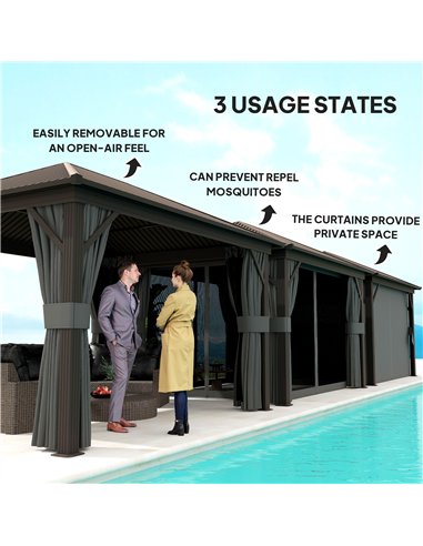 Outsunny 3.6 x 3(m) Aluminium Frame Hardtop Gazebo, with Accessories