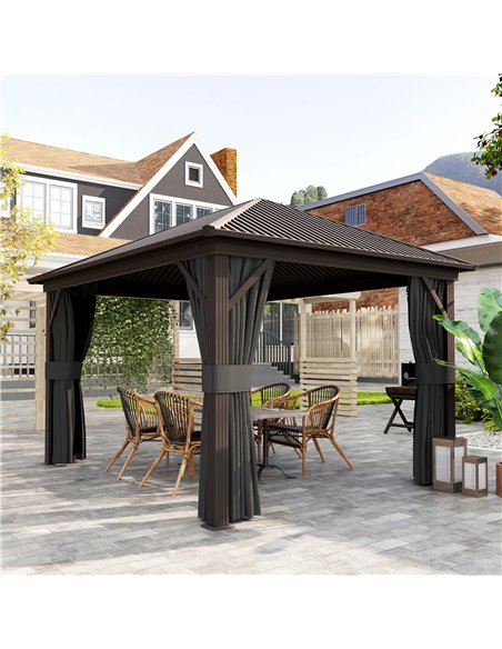 Outsunny 3.6 x 3(m) Aluminium Frame Hardtop Gazebo, with Accessories - pic 118963 | FastDaddyshop