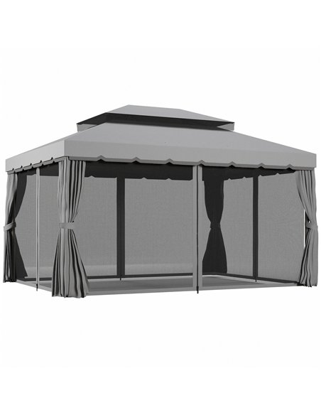 Outsunny 3 x 4m Aluminium Garden Gazebo, Marquee Canopy Shelter Pavilion Party Tent with Nets and Curtains for Garden and Deck,  - pic 118965 | FastDaddyshop