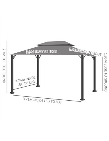 Outsunny 3 x 4m Aluminium Garden Gazebo, Marquee Canopy Shelter Pavilion Party Tent with Nets and Curtains for Garden and Deck, 