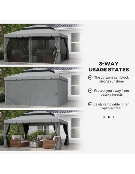 Outsunny 3 x 4m Aluminium Garden Gazebo, Marquee Canopy Shelter Pavilion Party Tent with Nets and Curtains for Garden and Deck,  - pic 118968 | FastDaddyshop