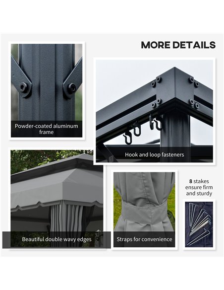 Outsunny 3 x 4m Aluminium Garden Gazebo, Marquee Canopy Shelter Pavilion Party Tent with Nets and Curtains for Garden and Deck,  - pic 118970 | FastDaddyshop