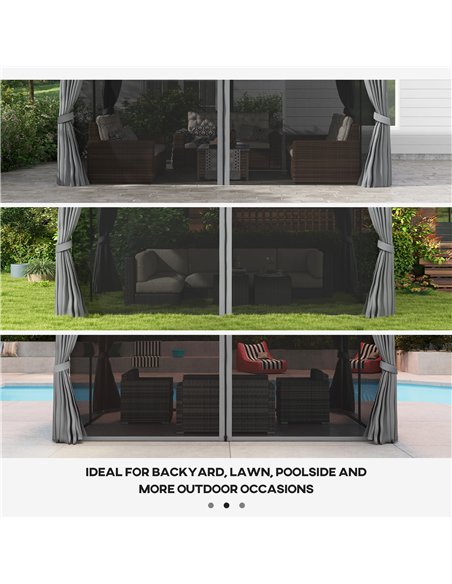 Outsunny 3 x 4m Aluminium Garden Gazebo, Marquee Canopy Shelter Pavilion Party Tent with Nets and Curtains for Garden and Deck,  - pic 118971 | FastDaddyshop