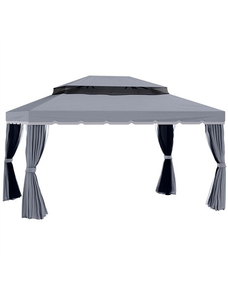 Outsunny 3 x 4m Aluminium Garden Gazebo, Marquee Canopy Shelter Pavilion Party Tent with Nets and Curtains for Garden and Deck,  - pic 118974 | FastDaddyshop