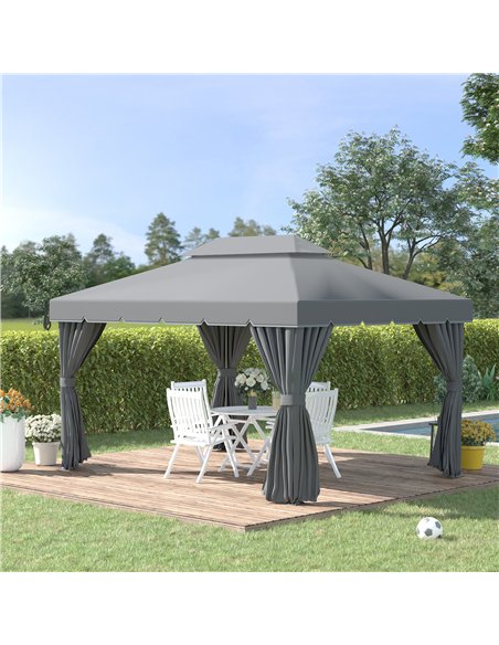 Outsunny 3 x 4m Aluminium Garden Gazebo, Marquee Canopy Shelter Pavilion Party Tent with Nets and Curtains for Garden and Deck,  - pic 118975 | FastDaddyshop